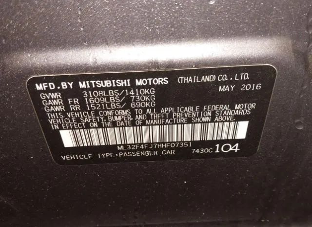 Photo 8 VIN: ML32F4FJ7HHF07351 - MITSUBISHI MIRAGE G4 