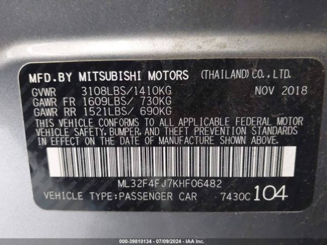 Photo 8 VIN: ML32F4FJ7KHF06482 - MITSUBISHI MIRAGE G4 