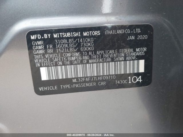 Photo 8 VIN: ML32F4FJ7LHF09710 - MITSUBISHI MIRAGE G4 