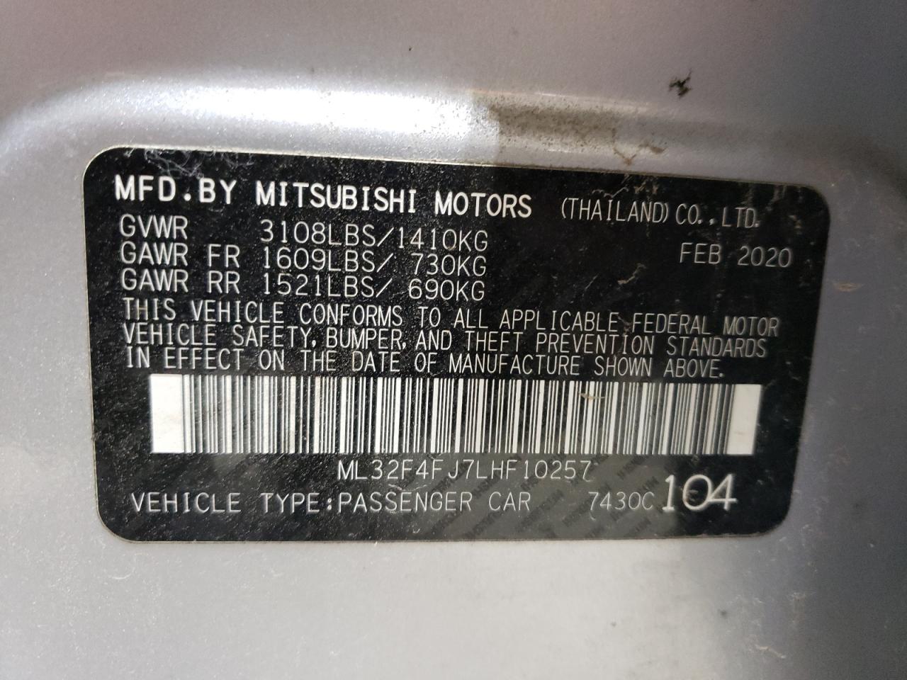 Photo 11 VIN: ML32F4FJ7LHF10257 - MITSUBISHI MIRAGE 