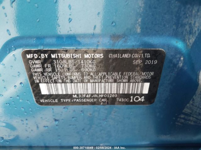 Photo 8 VIN: ML32F4FJ8LHF01289 - MITSUBISHI MIRAGE G4 