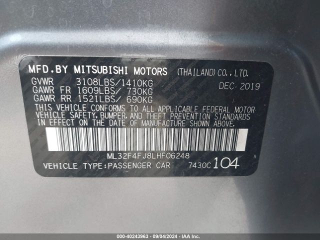 Photo 8 VIN: ML32F4FJ8LHF06248 - MITSUBISHI MIRAGE G4 