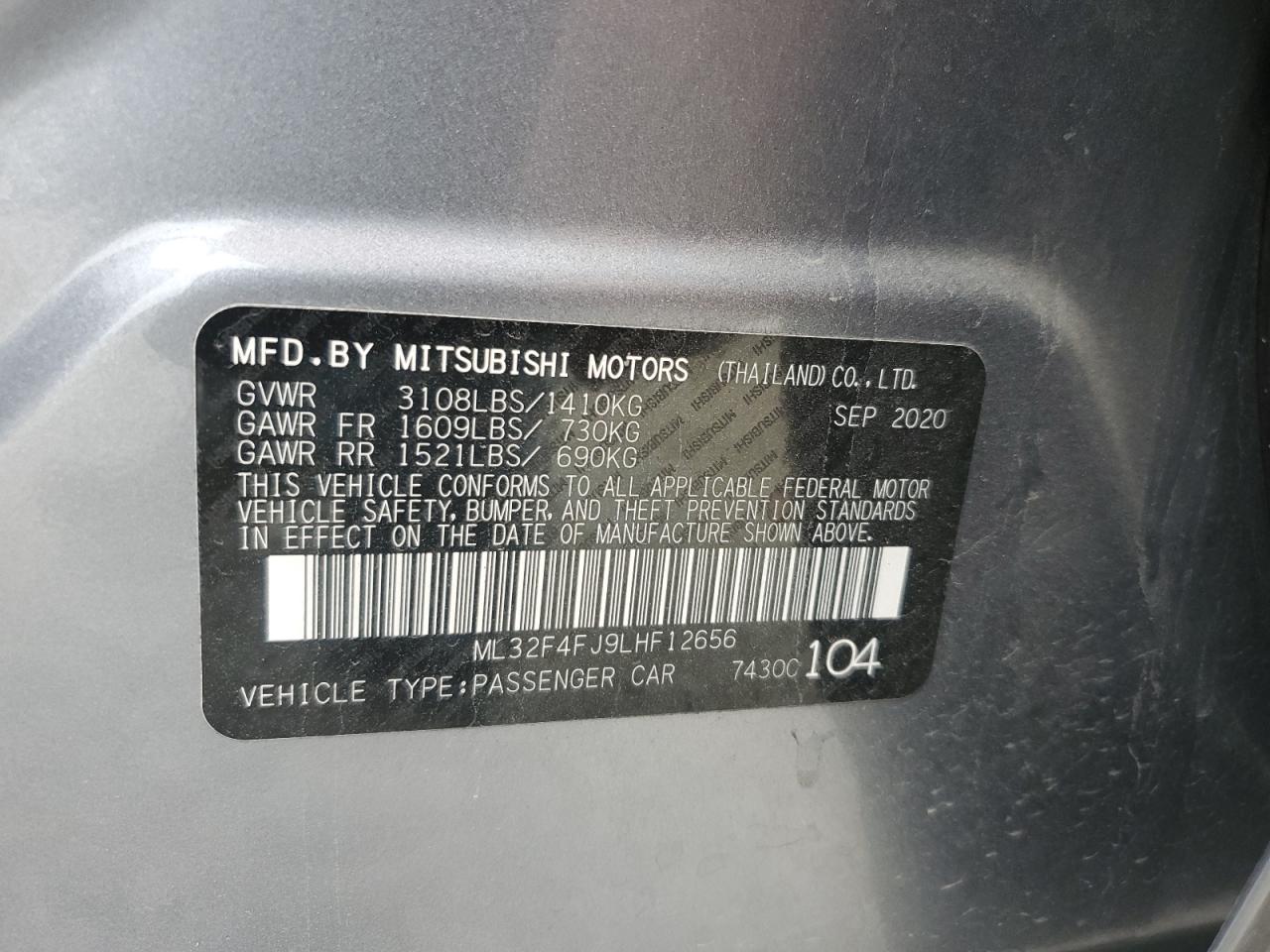 Photo 11 VIN: ML32F4FJ9LHF12656 - MITSUBISHI MIRAGE 