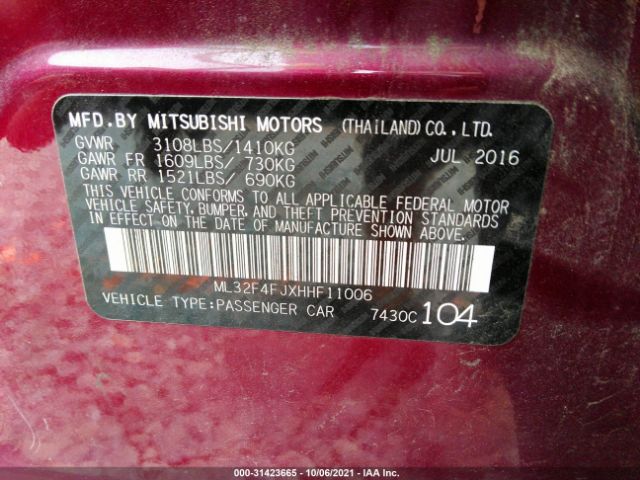 Photo 8 VIN: ML32F4FJXHHF11006 - MITSUBISHI MIRAGE G4 