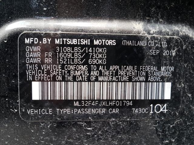 Photo 9 VIN: ML32F4FJXLHF01794 - MITSUBISHI MIRAGE G4 