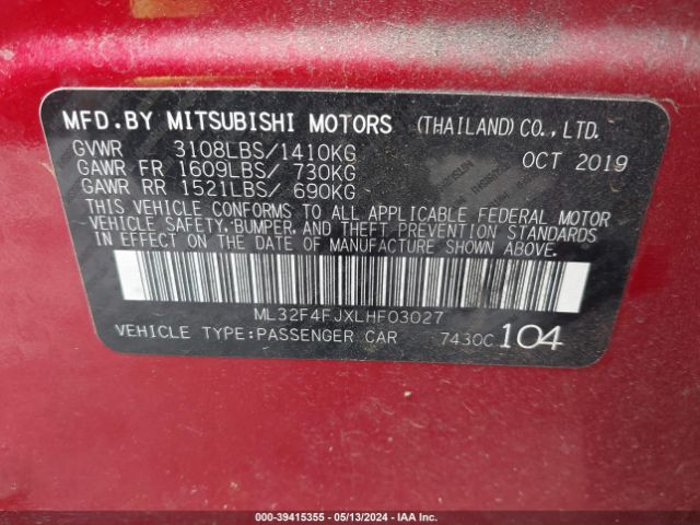 Photo 8 VIN: ML32F4FJXLHF03027 - MITSUBISHI MIRAGE G4 