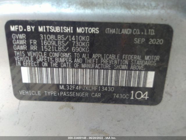 Photo 8 VIN: ML32F4FJXLHF13430 - MITSUBISHI MIRAGE G4 