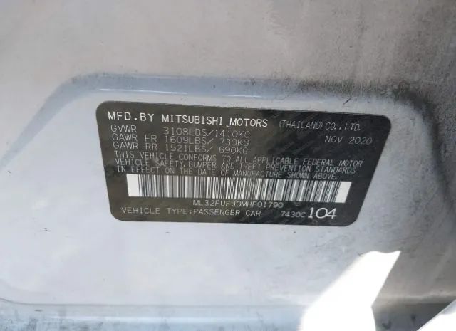 Photo 8 VIN: ML32FUFJ0MHF01790 - MITSUBISHI MIRAGE 