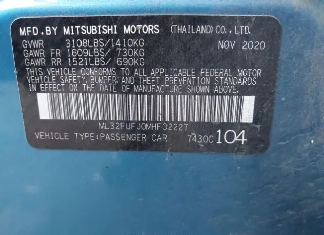 Photo 8 VIN: ML32FUFJ0MHF02227 - MITSUBISHI MIRAGE 