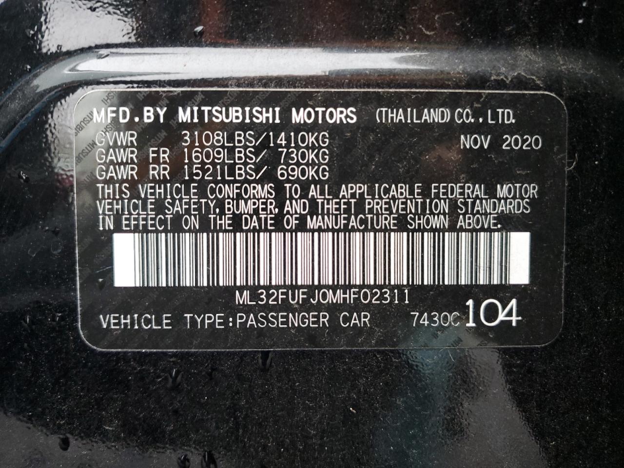 Photo 11 VIN: ML32FUFJ0MHF02311 - MITSUBISHI MIRAGE 