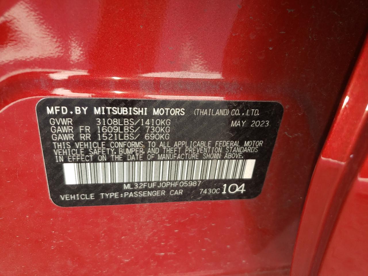 Photo 12 VIN: ML32FUFJ0PHF05987 - MITSUBISHI MIRAGE 