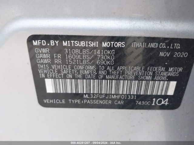 Photo 8 VIN: ML32FUFJ1MHF01331 - MITSUBISHI MIRAGE G4 