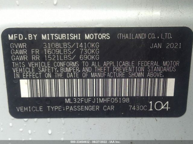 Photo 8 VIN: ML32FUFJ1MHF05198 - MITSUBISHI MIRAGE G4 