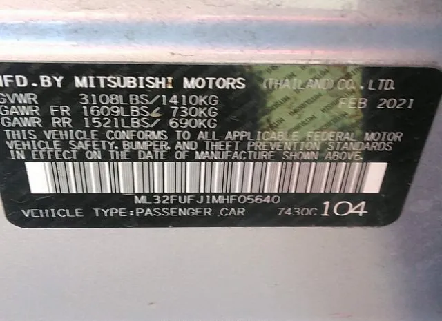 Photo 8 VIN: ML32FUFJ1MHF05640 - MITSUBISHI MIRAGE G4 