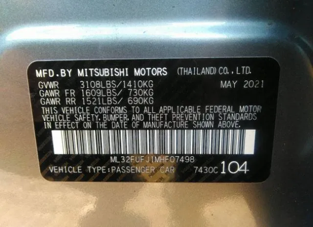 Photo 8 VIN: ML32FUFJ1MHF07498 - MITSUBISHI MIRAGE G4 