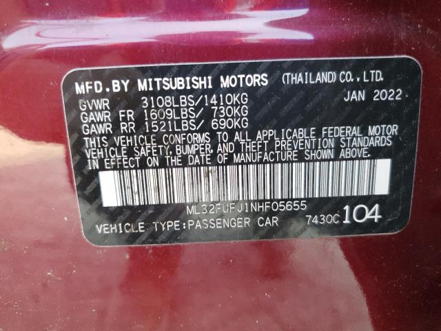 Photo 11 VIN: ML32FUFJ1NHF05655 - MITSUBISHI MIRAGE G4 