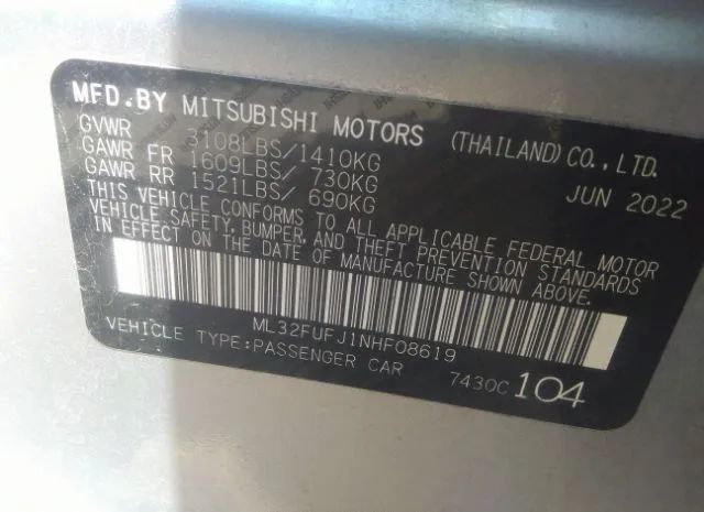 Photo 8 VIN: ML32FUFJ1NHF08619 - MITSUBISHI MIRAGE G4 