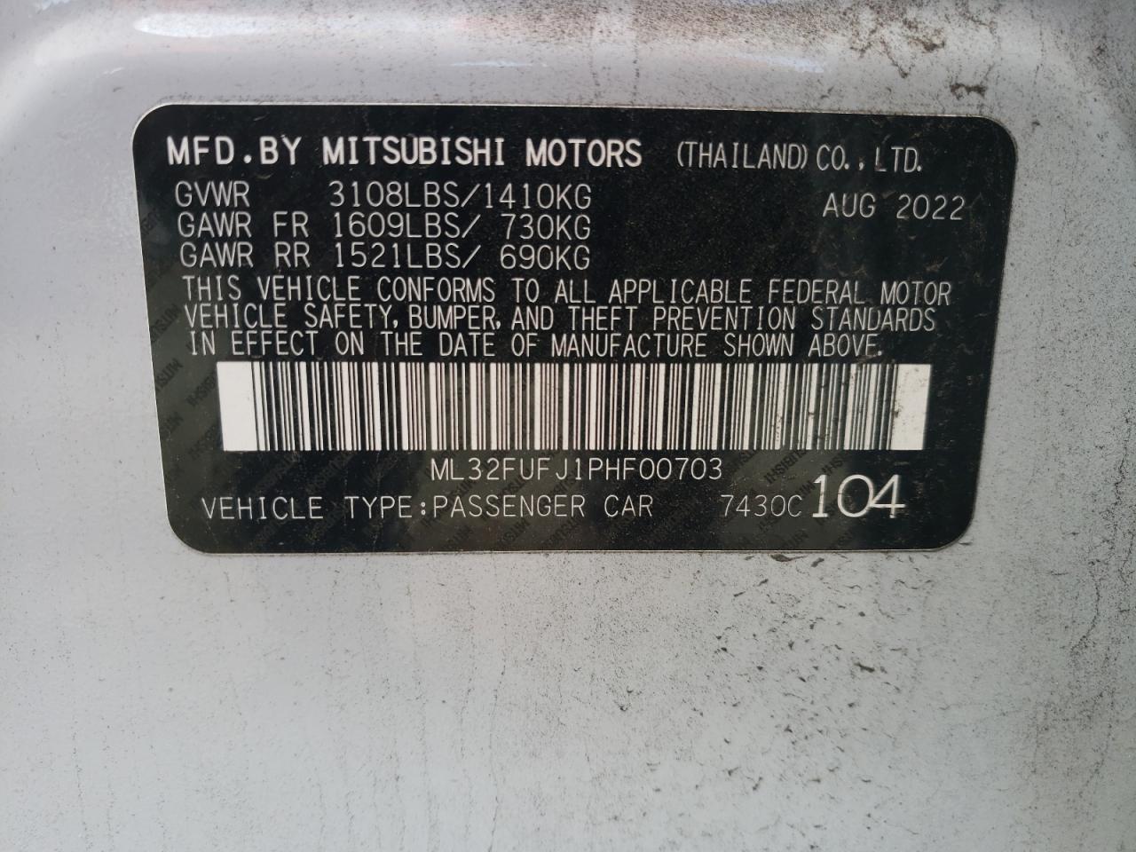 Photo 11 VIN: ML32FUFJ1PHF00703 - MITSUBISHI MIRAGE 