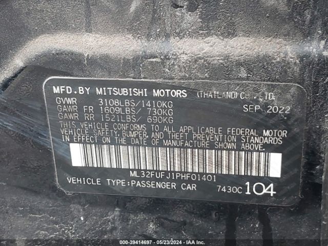 Photo 8 VIN: ML32FUFJ1PHF01401 - MITSUBISHI MIRAGE G4 