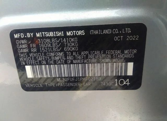 Photo 8 VIN: ML32FUFJ1PHF02189 - MITSUBISHI MIRAGE G4 