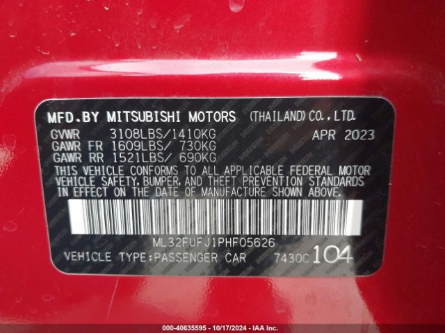 Photo 8 VIN: ML32FUFJ1PHF05626 - MITSUBISHI MIRAGE G4 