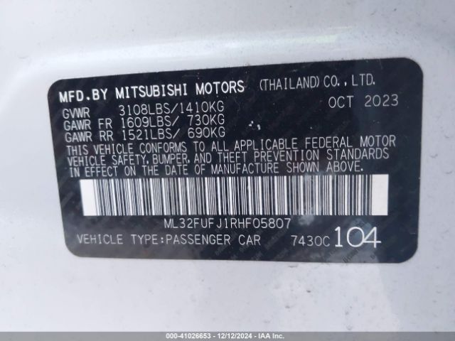 Photo 8 VIN: ML32FUFJ1RHF05807 - MITSUBISHI MIRAGE G4 