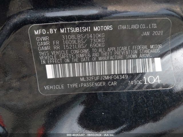 Photo 8 VIN: ML32FUFJ2MHF04349 - MITSUBISHI MIRAGE G4 