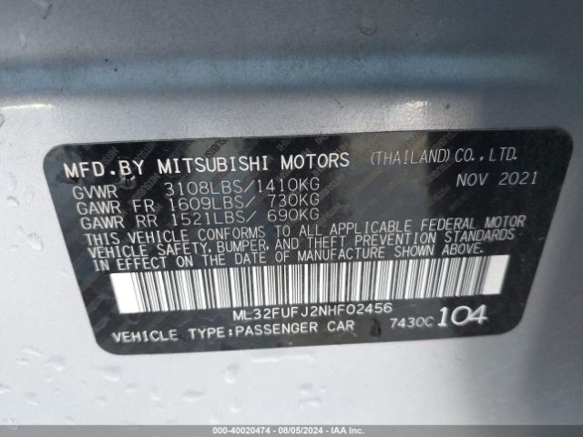 Photo 8 VIN: ML32FUFJ2NHF02456 - MITSUBISHI MIRAGE G4 