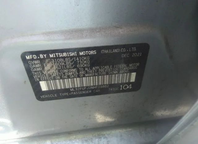 Photo 8 VIN: ML32FUFJ2NHF03882 - MITSUBISHI MIRAGE 