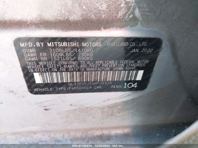 Photo 8 VIN: ML32FUFJ2NHF05325 - MITSUBISHI MIRAGE G4 