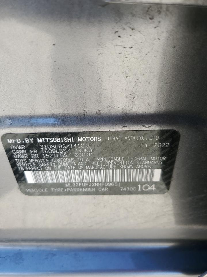 Photo 11 VIN: ML32FUFJ2NHF09651 - MITSUBISHI MIRAGE 