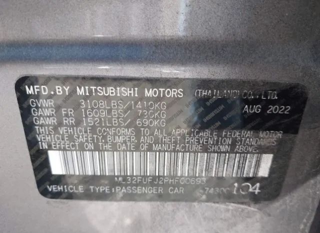 Photo 8 VIN: ML32FUFJ2PHF00693 - MITSUBISHI MIRAGE 