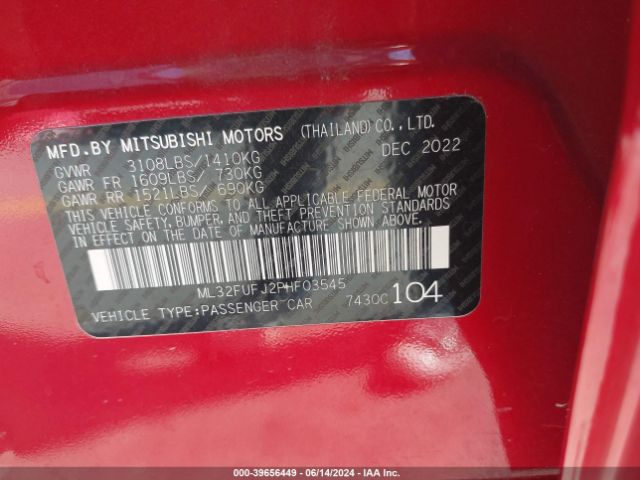 Photo 8 VIN: ML32FUFJ2PHF03545 - MITSUBISHI MIRAGE G4 