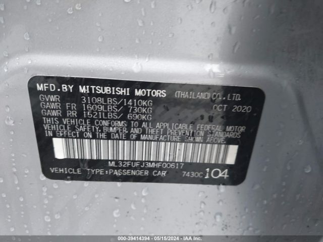 Photo 8 VIN: ML32FUFJ3MHF00617 - MITSUBISHI MIRAGE G4 