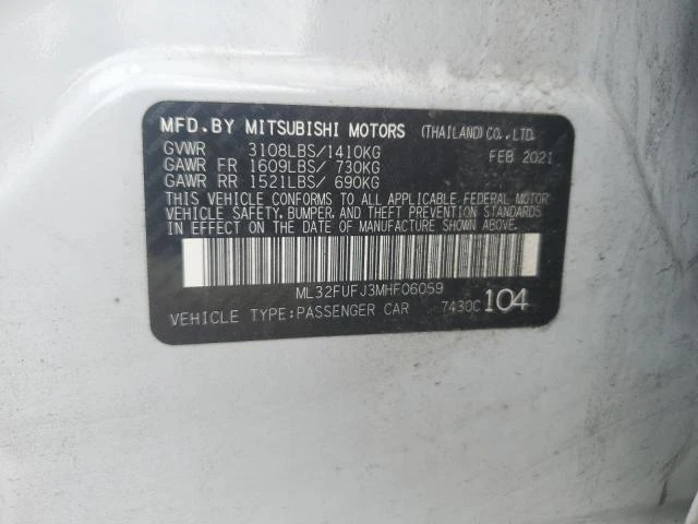 Photo 11 VIN: ML32FUFJ3MHF06059 - MITSUBISHI MIRAGE G4 