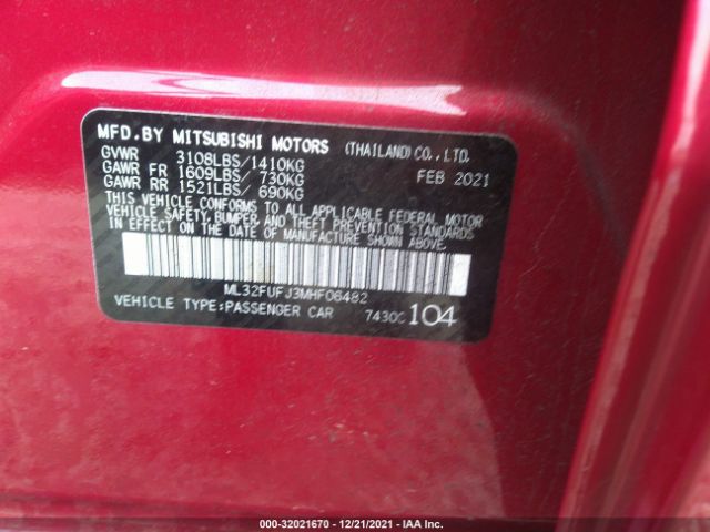 Photo 8 VIN: ML32FUFJ3MHF06482 - MITSUBISHI MIRAGE G4 