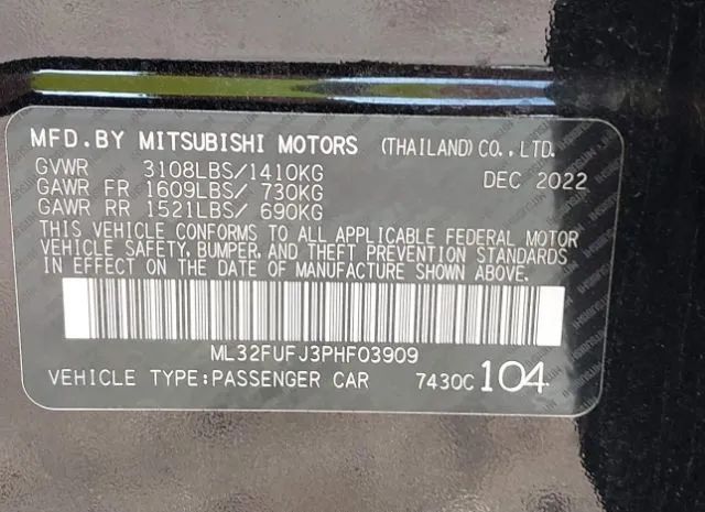 Photo 8 VIN: ML32FUFJ3PHF03909 - MITSUBISHI MIRAGE 