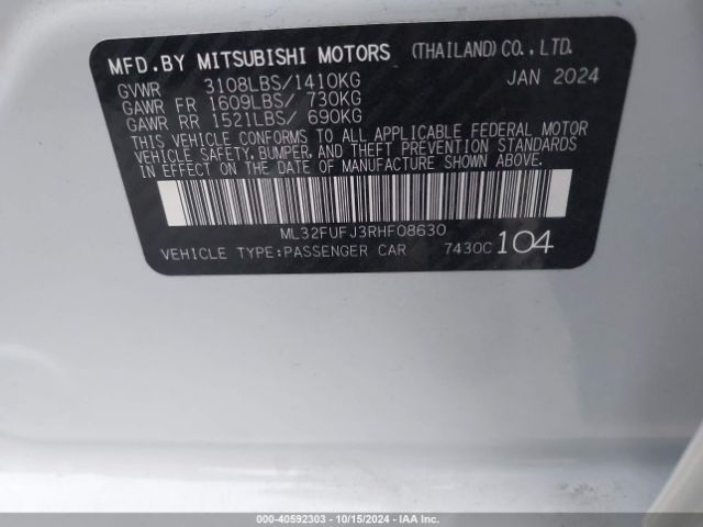 Photo 8 VIN: ML32FUFJ3RHF08630 - MITSUBISHI MIRAGE G4 