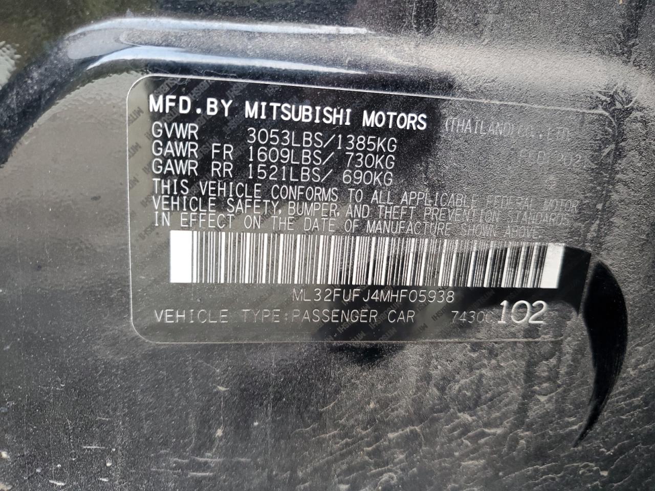 Photo 11 VIN: ML32FUFJ4MHF05938 - MITSUBISHI MIRAGE 