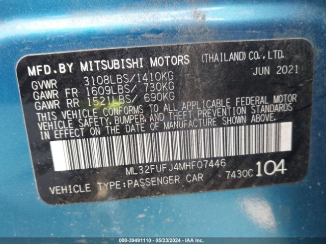 Photo 8 VIN: ML32FUFJ4MHF07446 - MITSUBISHI MIRAGE G4 