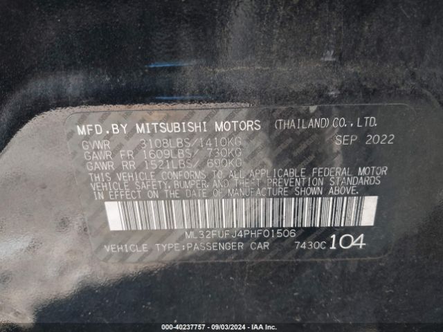 Photo 8 VIN: ML32FUFJ4PHF01506 - MITSUBISHI MIRAGE G4 