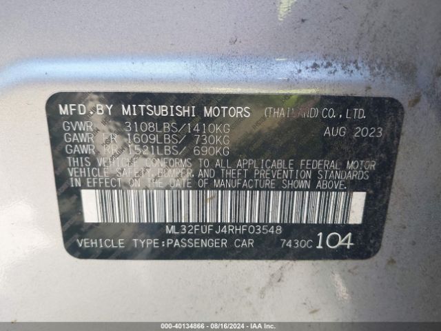 Photo 8 VIN: ML32FUFJ4RHF03548 - MITSUBISHI MIRAGE G4 