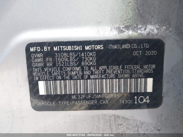 Photo 8 VIN: ML32FUFJ5MHF00845 - MITSUBISHI MIRAGE G4 