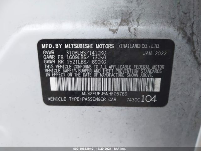 Photo 8 VIN: ML32FUFJ5NHF05769 - MITSUBISHI MIRAGE G4 