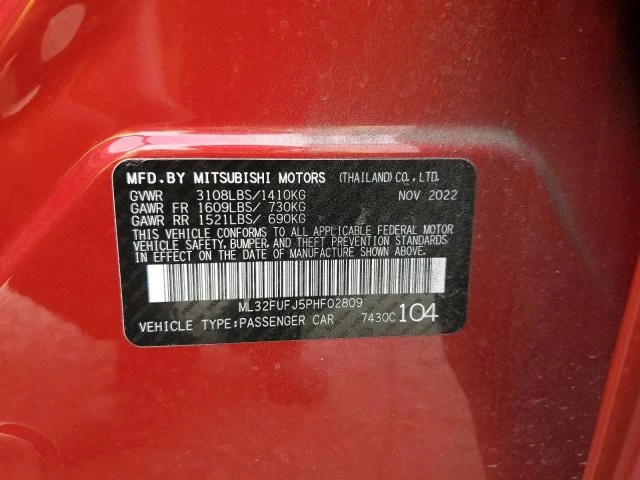 Photo 11 VIN: ML32FUFJ5PHF02809 - MITSUBISHI MIRAGE G4 