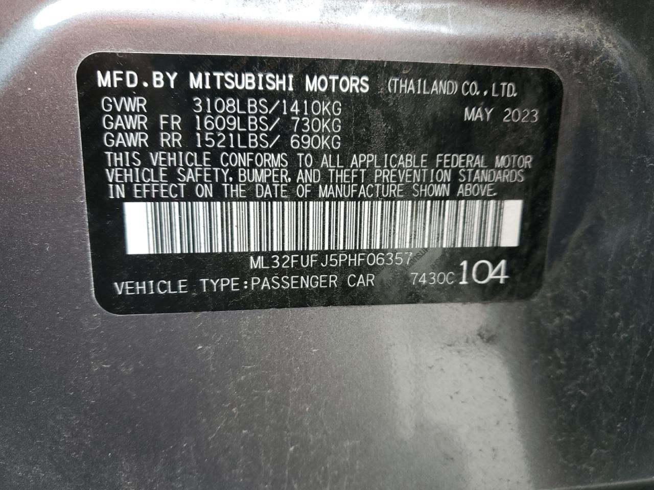 Photo 12 VIN: ML32FUFJ5PHF06357 - MITSUBISHI MIRAGE 