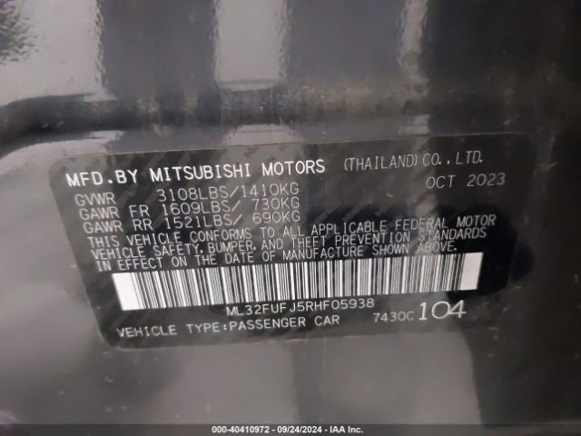 Photo 8 VIN: ML32FUFJ5RHF05938 - MITSUBISHI MIRAGE G4 