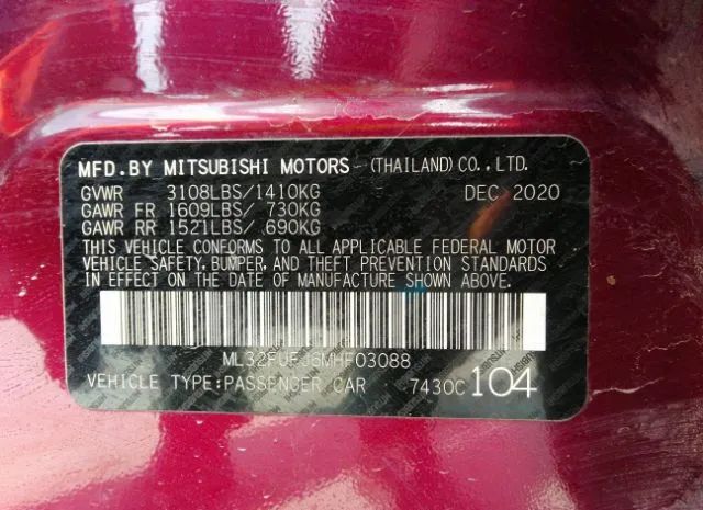 Photo 8 VIN: ML32FUFJ6MHF03088 - MITSUBISHI MIRAGE G4 