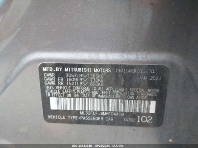 Photo 8 VIN: ML32FUFJ6MHF04418 - MITSUBISHI MIRAGE G4 