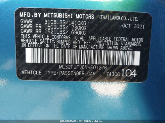 Photo 8 VIN: ML32FUFJ6NHF01276 - MITSUBISHI MIRAGE G4 